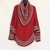 Poncho with neck warmer and sleeves