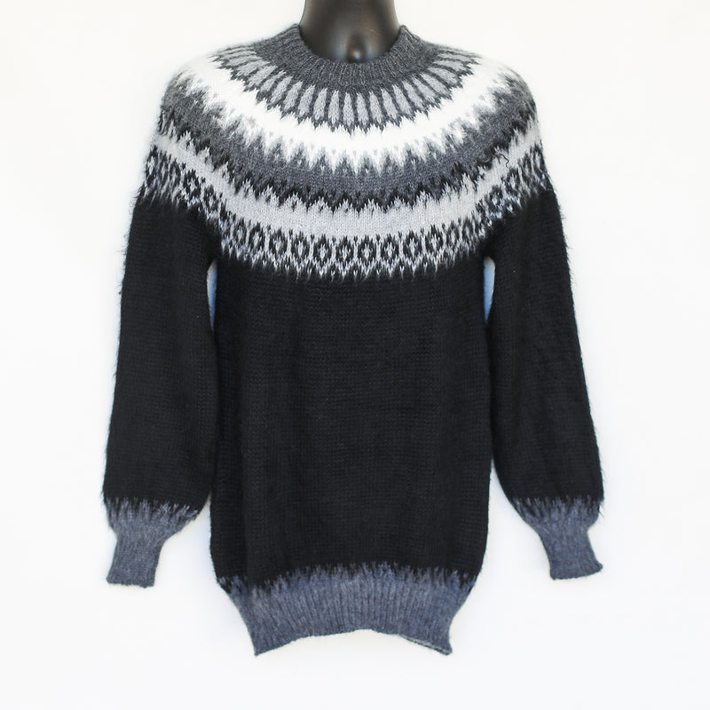 Pullover sweater with ethnic designs