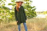 Honey nest long length sweater with hoodie and buttons