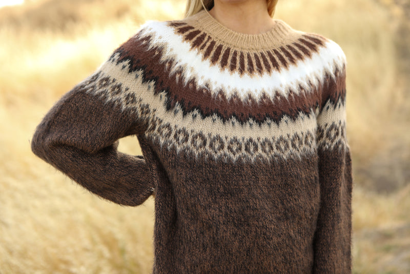 Pullover sweater with ethnic designs